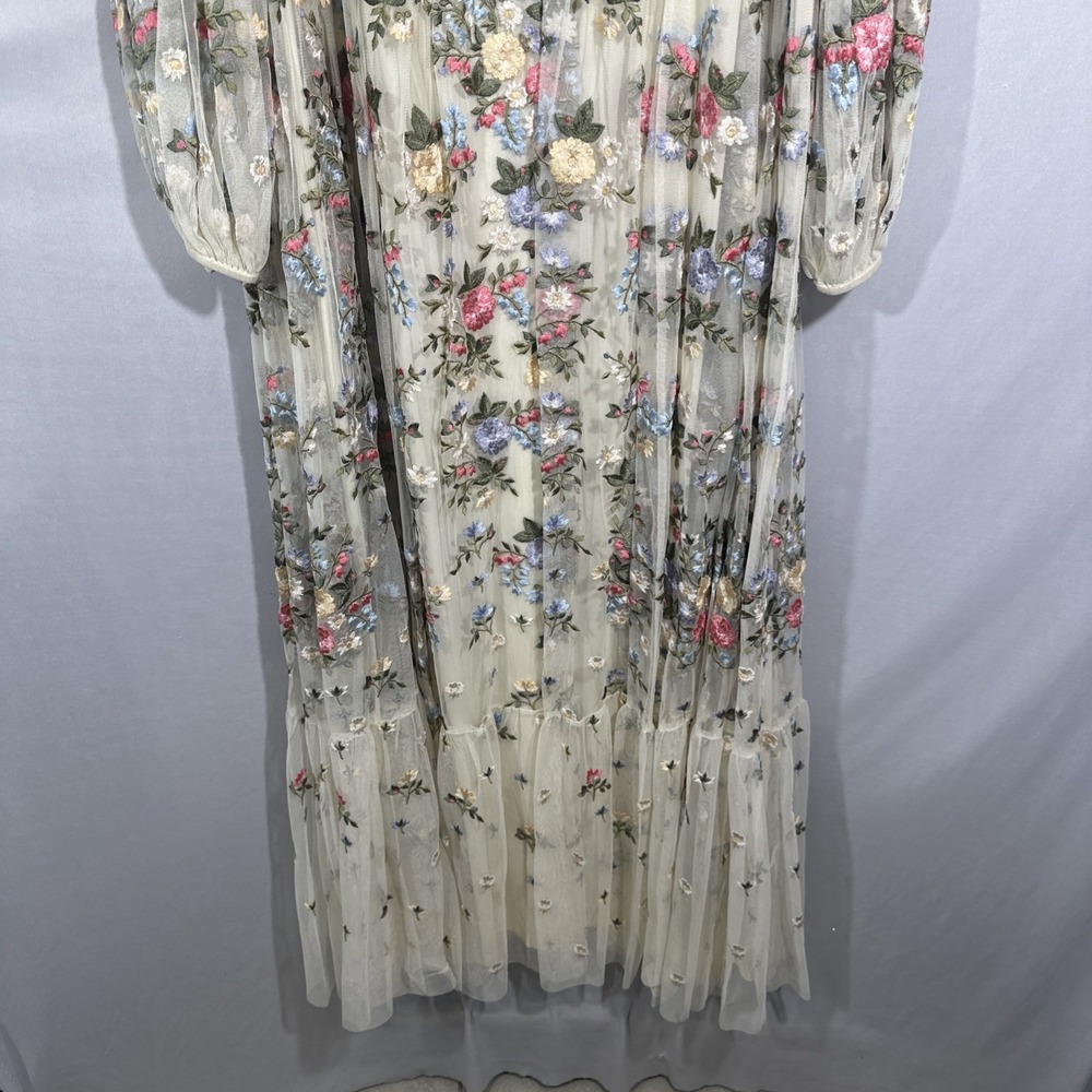 NWT Mac Duggal [ 24 ] 35161 Floral Embroidered Blouson Sleeve‎ Gown Ivory #S1967 - Picture 10 of 16